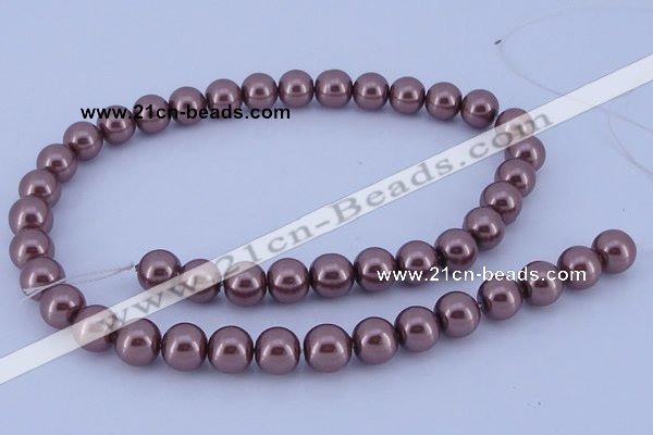 CGL122 10PCS 16 inches 4mm round dyed glass pearl beads wholesale