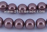 CGL125 5PCS 16 inches 10mm round dyed glass pearl beads wholesale