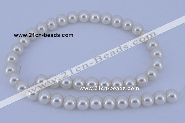 CGL14 10PCS 16 inches 8mm round dyed glass pearl beads wholesale