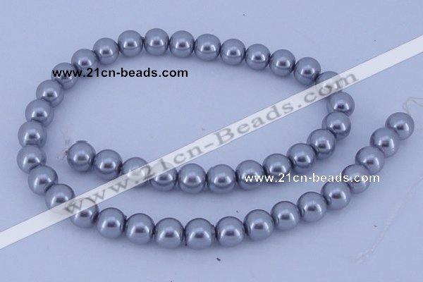 CGL192 10PCS 16 inches 4mm round dyed glass pearl beads wholesale