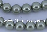 CGL204 10PCS 16 inches 8mm round dyed glass pearl beads wholesale