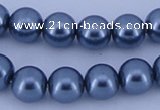 CGL233 10PCS 16 inches 6mm round dyed glass pearl beads wholesale