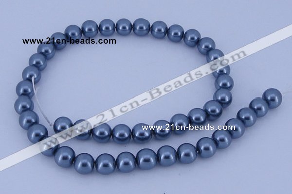 CGL235 5PCS 16 inches 10mm round dyed glass pearl beads wholesale