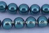 CGL245 5PCS 16 inches 10mm round dyed glass pearl beads wholesale