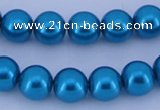 CGL256 5PCS 16 inches 12mm round dyed glass pearl beads wholesale
