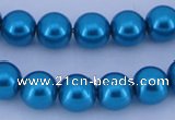CGL257 5PCS 16 inches 14mm round dyed glass pearl beads wholesale