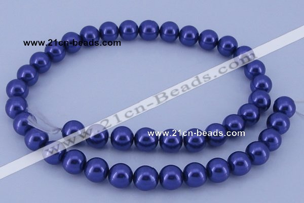 CGL266 5PCS 16 inches 12mm round dyed glass pearl beads wholesale