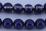 CGL276 5PCS 16 inches 12mm round dyed glass pearl beads wholesale