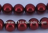 CGL323 10PCS 16 inches 6mm round dyed glass pearl beads wholesale