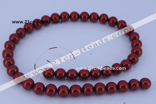 CGL325 5PCS 16 inches 10mm round dyed glass pearl beads wholesale