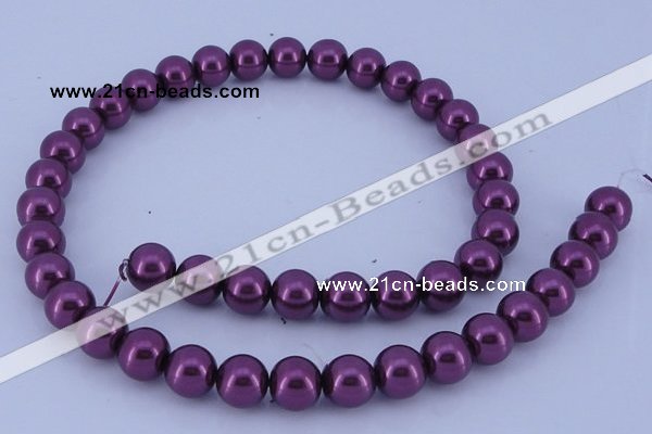 CGL332 10PCS 16 inches 4mm round dyed glass pearl beads wholesale