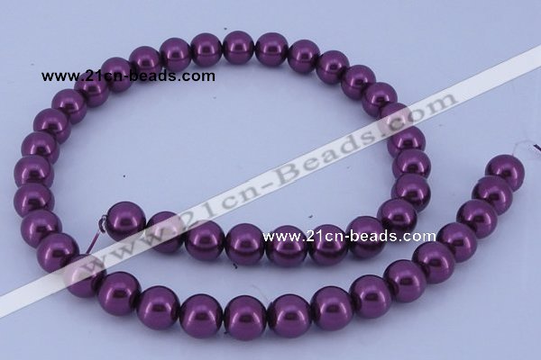CGL337 5PCS 16 inches 14mm round dyed glass pearl beads wholesale