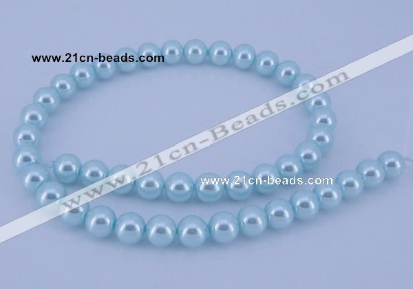 CGL343 10PCS 16 inches 6mm round dyed glass pearl beads wholesale