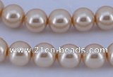 CGL47 5PCS 16 inches 14mm round dyed glass pearl beads wholesale