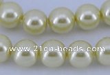 CGL82 10PCS 16 inches 4mm round dyed glass pearl beads wholesale