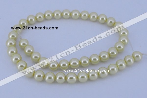 CGL82 10PCS 16 inches 4mm round dyed glass pearl beads wholesale