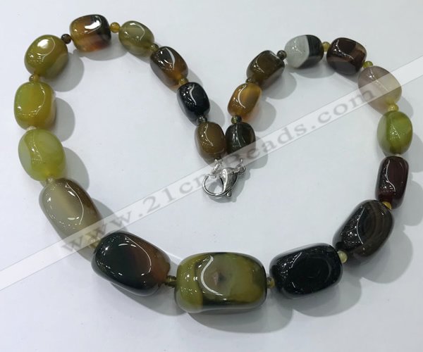 CGN101 20 inches 10*15mm - 20*30mm nuggets agate gemstone necklaces