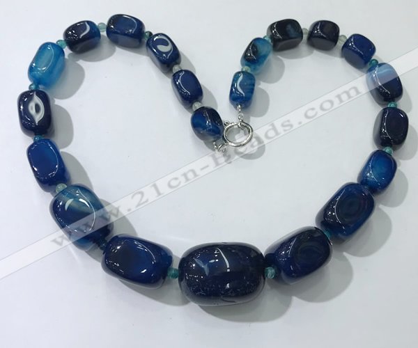 CGN107 20 inches 10*15mm - 20*30mm nuggets agate gemstone necklaces