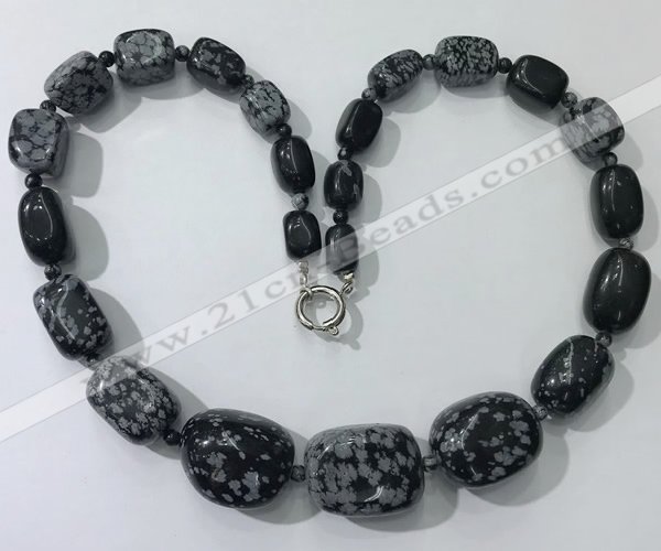 CGN132 22 inches 10*14mm - 20*30mm nuggets snowflake obsidian necklaces