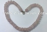 CGN171 20 inches 7*12mm - 9*12mm tyre matte rose quartz necklaces