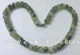 CGN175 20 inches 7*12mm - 9*12mm tyre matte prehnite necklaces