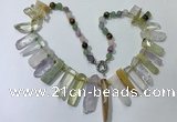 CGN189 23 inches 8*20mm - 11*60mm mixed quartz stick necklaces