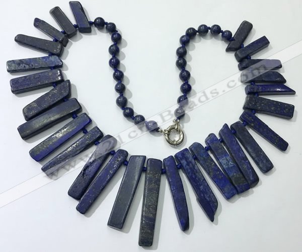 CGN193 23 inches 8*20mm - 11*60mm lapis lazuli stick necklaces