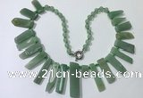 CGN194 23 inches 8*20mm - 11*60mm green aventurine stick necklaces