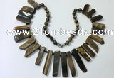 CGN195 23 inches 8*20mm - 11*60mm yellow tiger eye stick necklaces