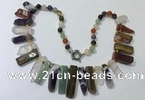 CGN196 23 inches 8*20mm - 11*60mm mixed gemstone stick necklaces