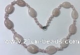 CGN200 22 inches 6mm round & 18*25mm oval rose quartz necklaces