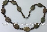 CGN206 22 inches 6mm round & 18*25mm oval jasper necklaces