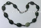 CGN207 22 inches 6mm faceted round & 18*25mm oval agate necklaces