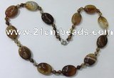 CGN216 22 inches 6mm round & 18*25mm oval agate necklaces