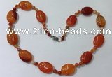 CGN218 22 inches 6mm round & 18*25mm oval agate necklaces