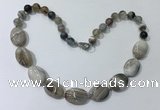 CGN250 20.5 inches 8mm round & 18*25mm oval agate necklaces