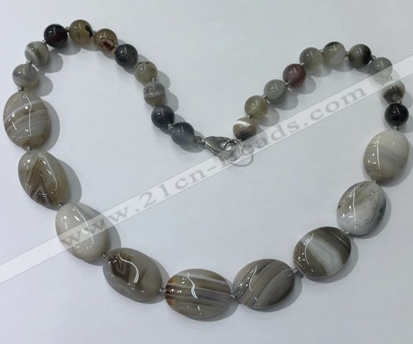 CGN250 20.5 inches 8mm round & 18*25mm oval agate necklaces
