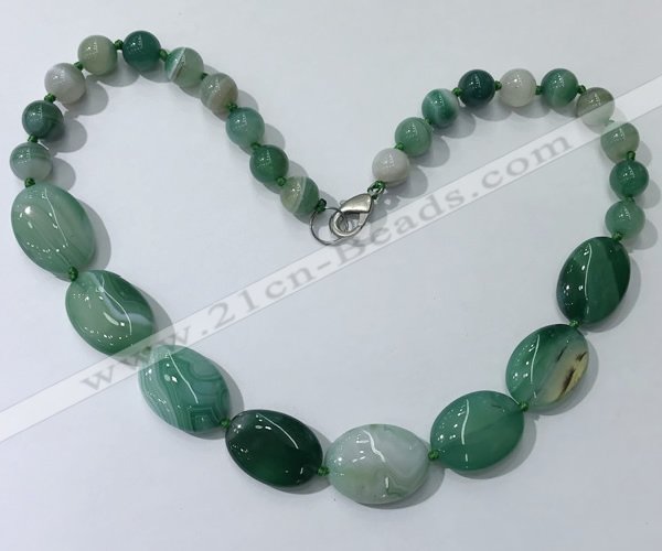 CGN257 20.5 inches 8mm round & 18*25mm oval agate necklaces