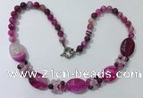 CGN274 18.5 inches 8mm round & 18*25mm oval agate beaded necklaces
