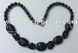 CGN278 18.5 inches 8mm round & 18*25mm oval agate beaded necklaces