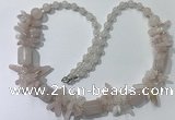 CGN300 27.5 inches chinese crystal & rose quartz beaded necklaces