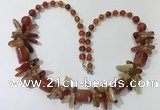 CGN306 27.5 inches chinese crystal & red agate beaded necklaces