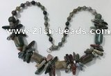 CGN307 27.5 inches chinese crystal & Indian agate beaded necklaces