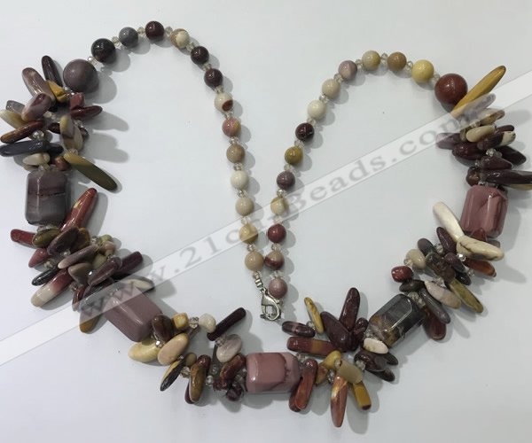 CGN309 27.5 inches chinese crystal & mookaite beaded necklaces