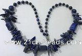 CGN313 27.5 inches chinese crystal & lapis lazuli beaded necklaces