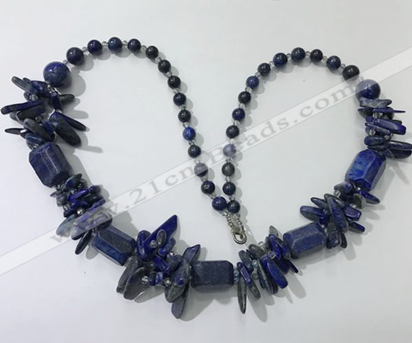 CGN313 27.5 inches chinese crystal & lapis lazuli beaded necklaces