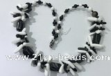 CGN317 chinese crystal, white porcelain & black agate beaded necklaces