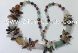 CGN318 27.5 inches chinese crystal & mixed gemstone beaded necklaces