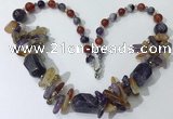 CGN331 20.5 inches chinese crystal & mixed gemstone beaded necklaces