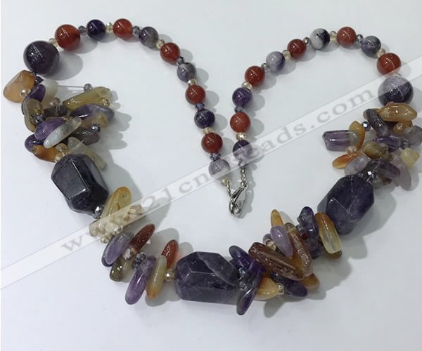 CGN331 20.5 inches chinese crystal & mixed gemstone beaded necklaces